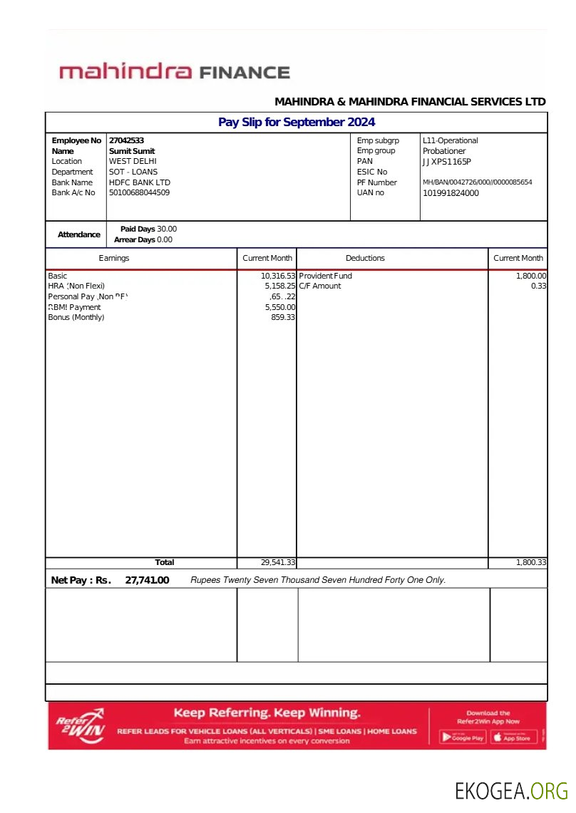 Modèle de fiche de paie Mahindra Financial Services LTD aux formats Word et PDF.pdf, 1
